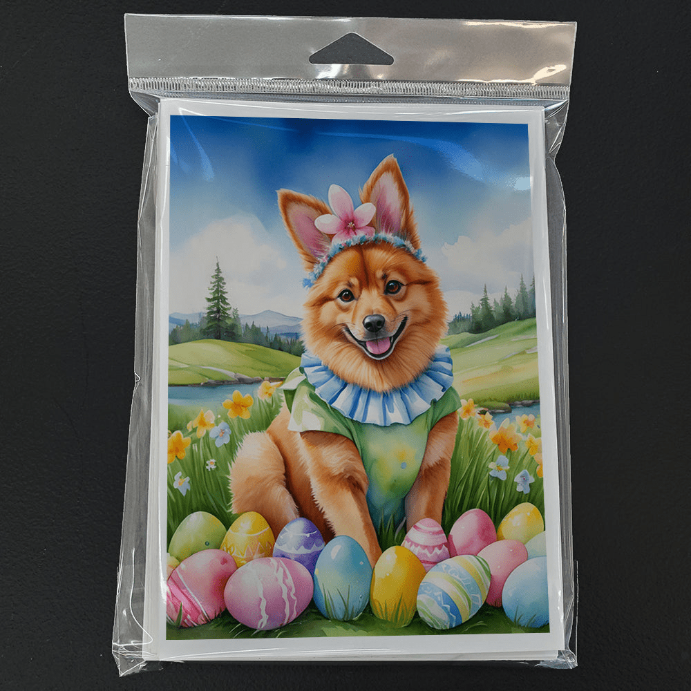 Glamorous Pups : Finnish Spitz Easter Egg Hunt Greeting Cards Pack of 8