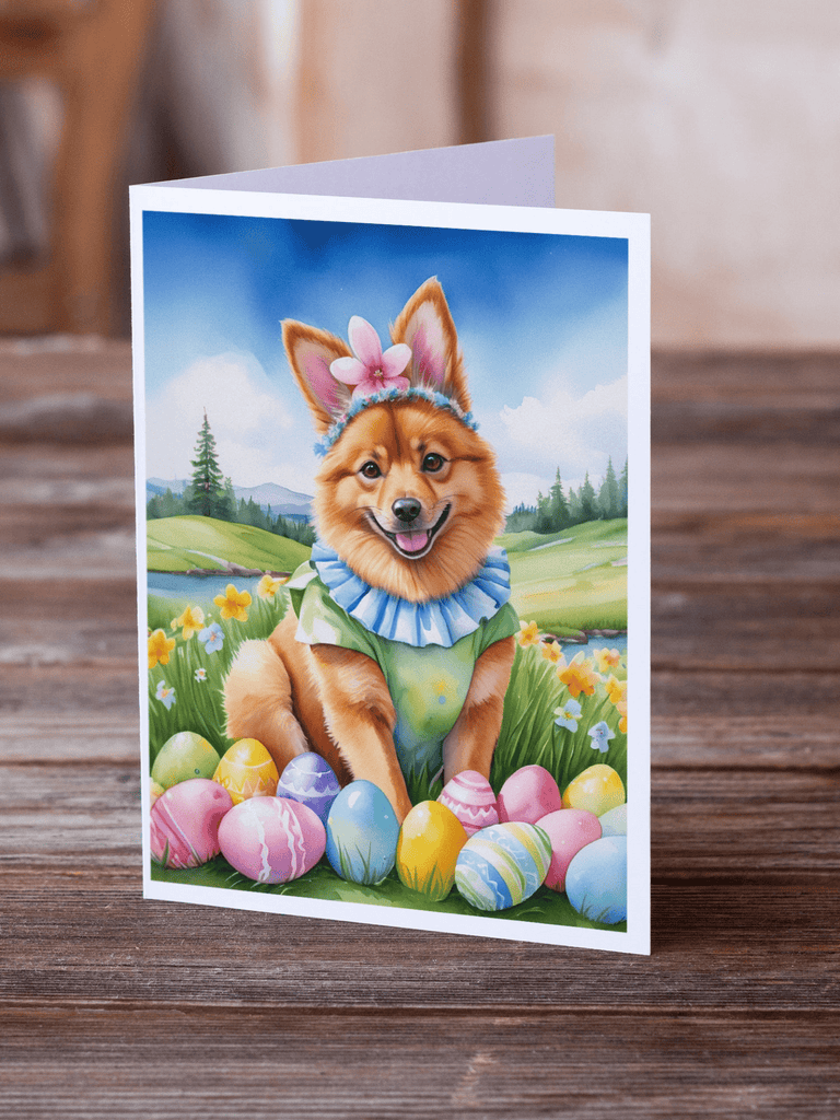 Glamorous Pups : Finnish Spitz Easter Egg Hunt Greeting Cards Pack of 8