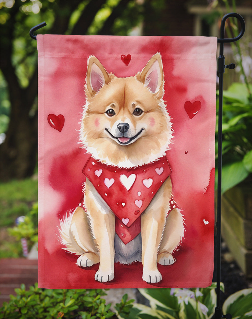 Glamorous Pups : Finnish Spitz My Valentine Garden Flag