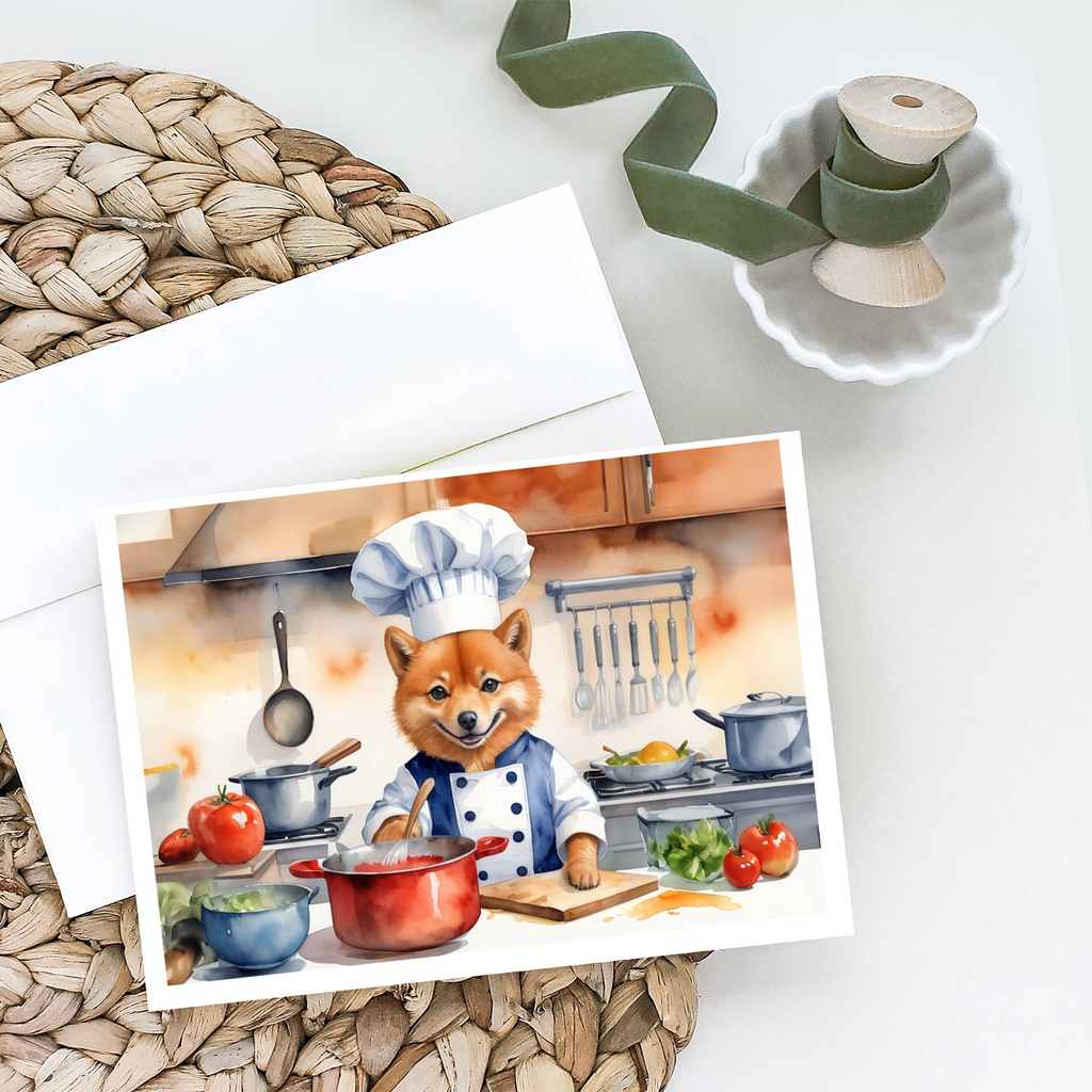 Glamorous Pups : Finnish Spitz The Chef Greeting Cards Pack of 8