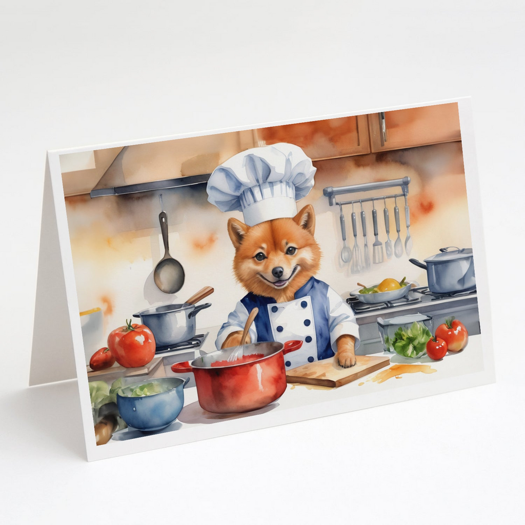 Glamorous Pups : Finnish Spitz The Chef Greeting Cards Pack of 8