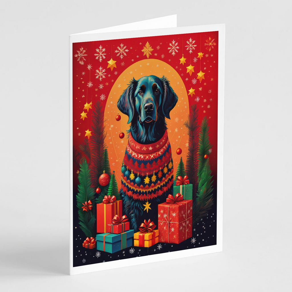 Glamorous Pups : Flat-Coated Retriever Holiday Christmas Greeting Cards Pack of 8