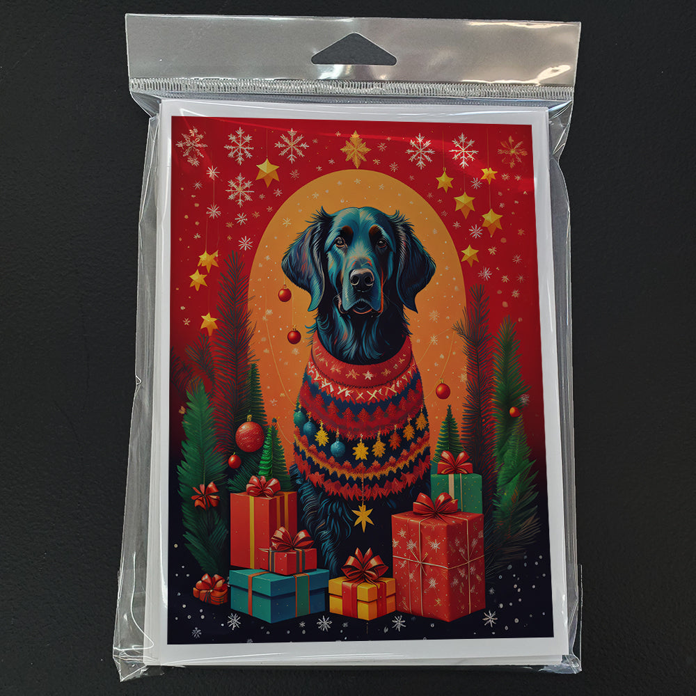 Glamorous Pups : Flat-Coated Retriever Holiday Christmas Greeting Cards Pack of 8