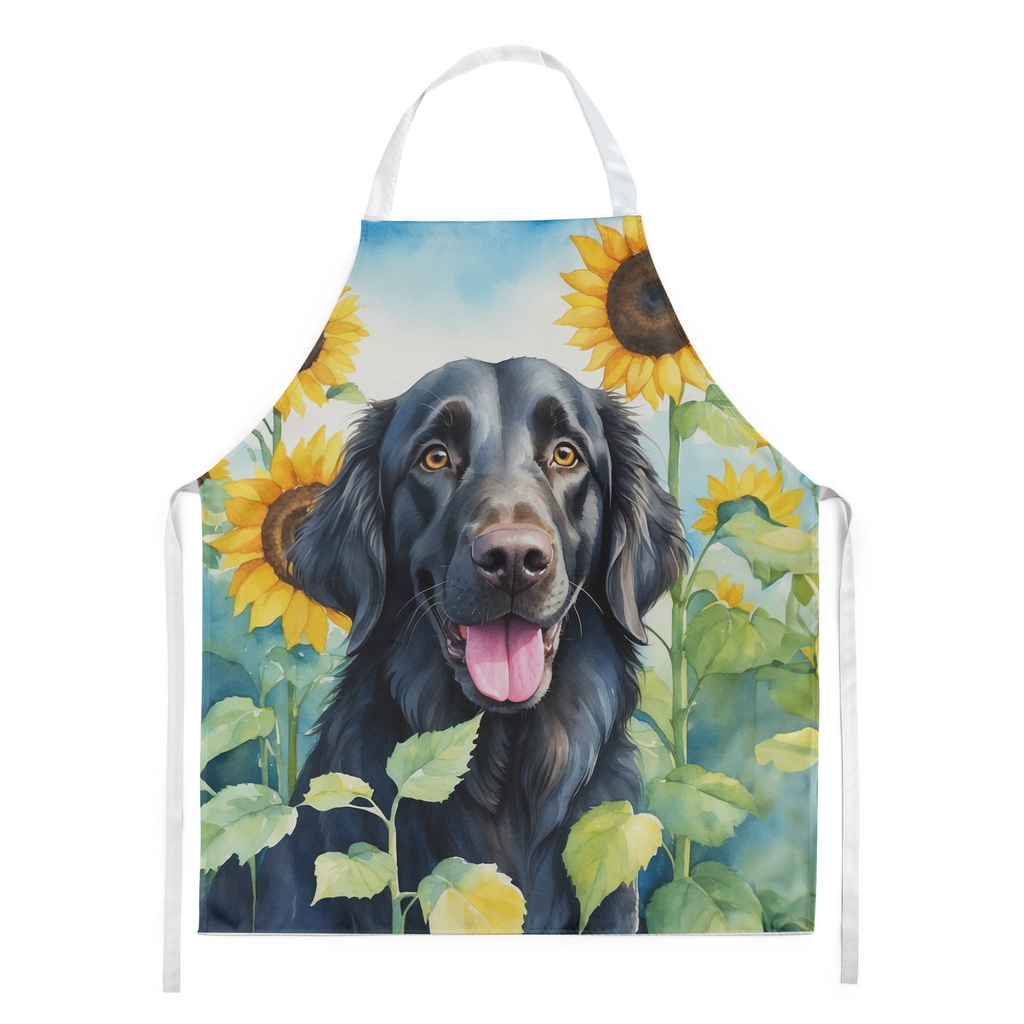 Glamorous Pups : Flat-Coated Retriever in Sunflowers Apron