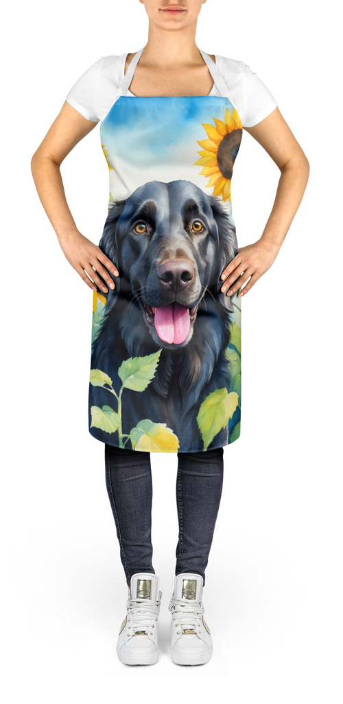 Glamorous Pups : Flat-Coated Retriever in Sunflowers Apron