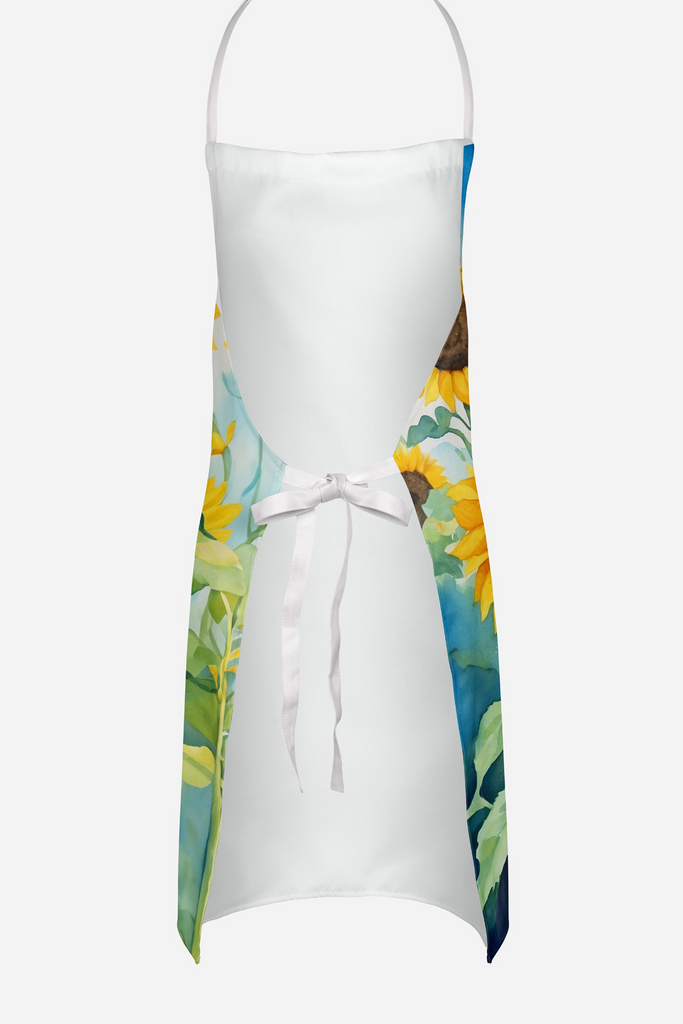 Glamorous Pups : Flat-Coated Retriever in Sunflowers Apron