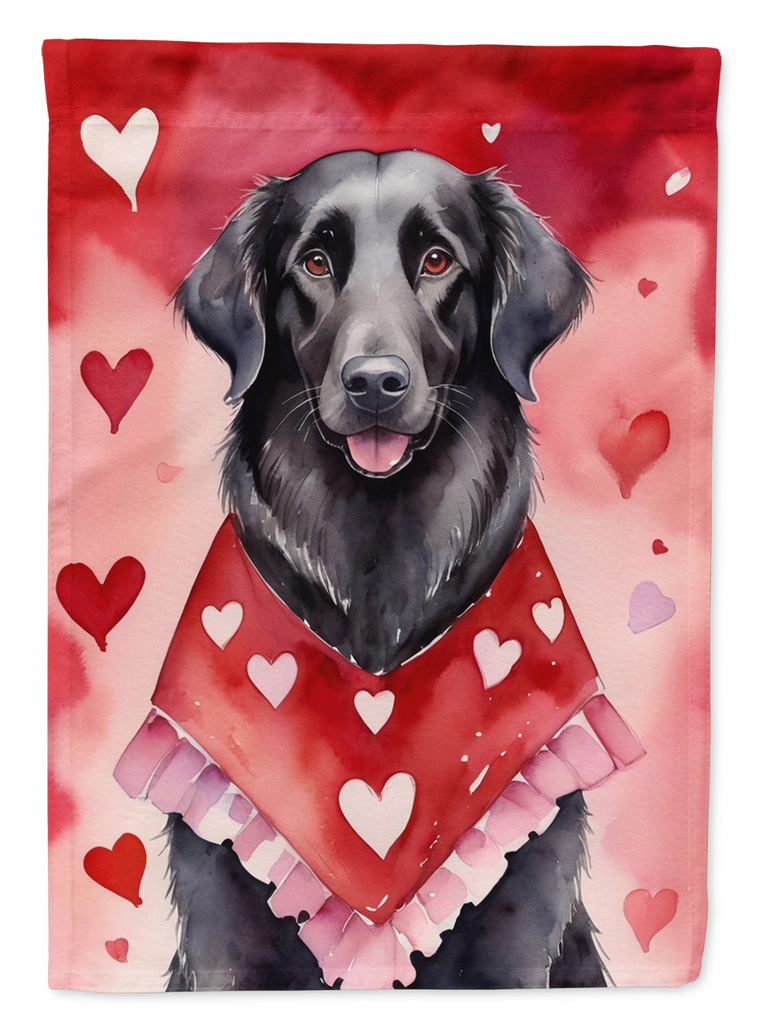 Glamorous Pups : Flat-Coated Retriever My Valentine House Flag