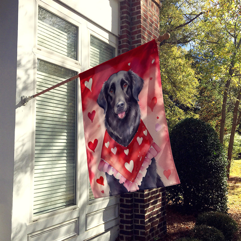 Glamorous Pups : Flat-Coated Retriever My Valentine House Flag