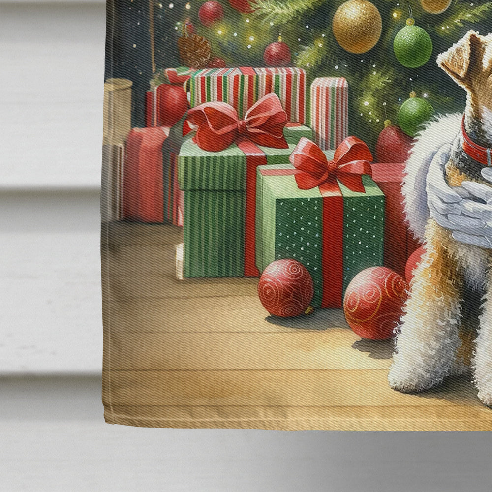 Glamorous Pups : Fox Terrier and Santa Claus House Flag