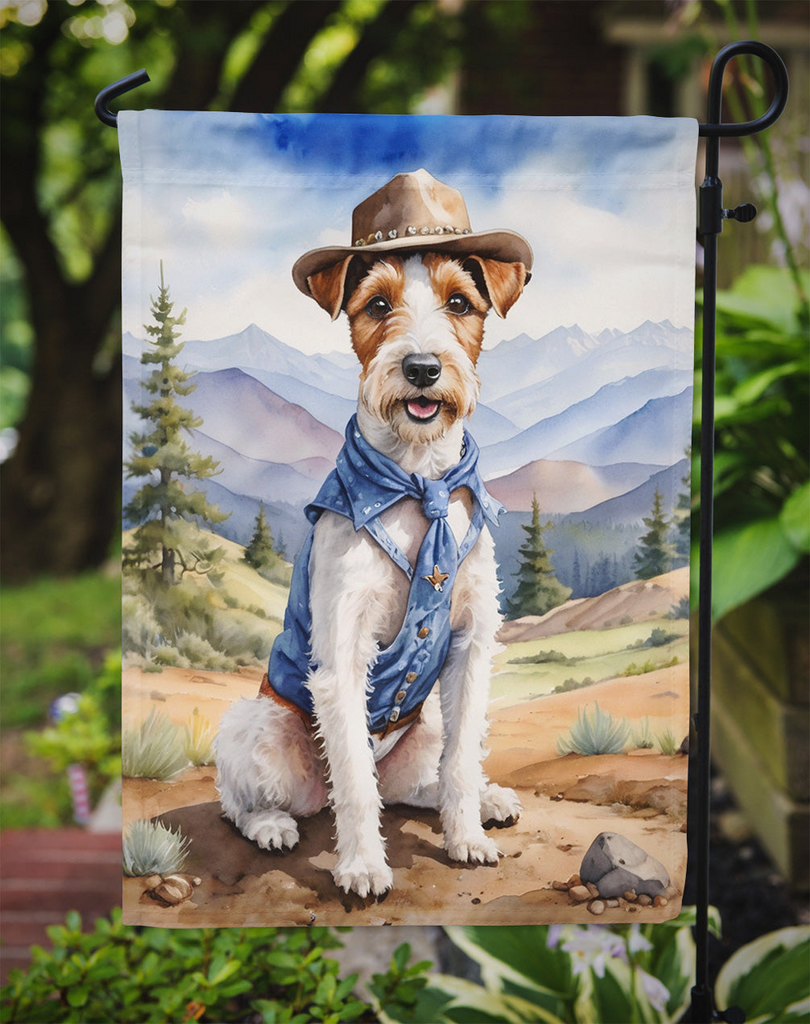 Glamorous Pups : Fox Terrier Cowboy Welcome Garden Flag