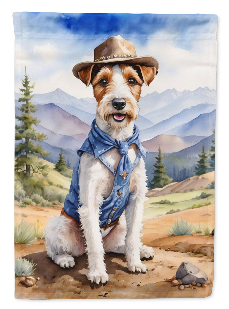 Glamorous Pups : Fox Terrier Cowboy Welcome Garden Flag
