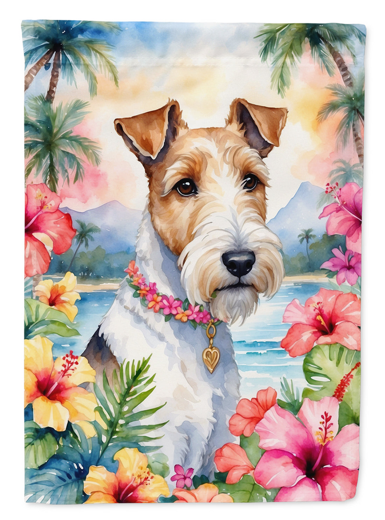 Glamorous Pups : Fox Terrier Luau House Flag