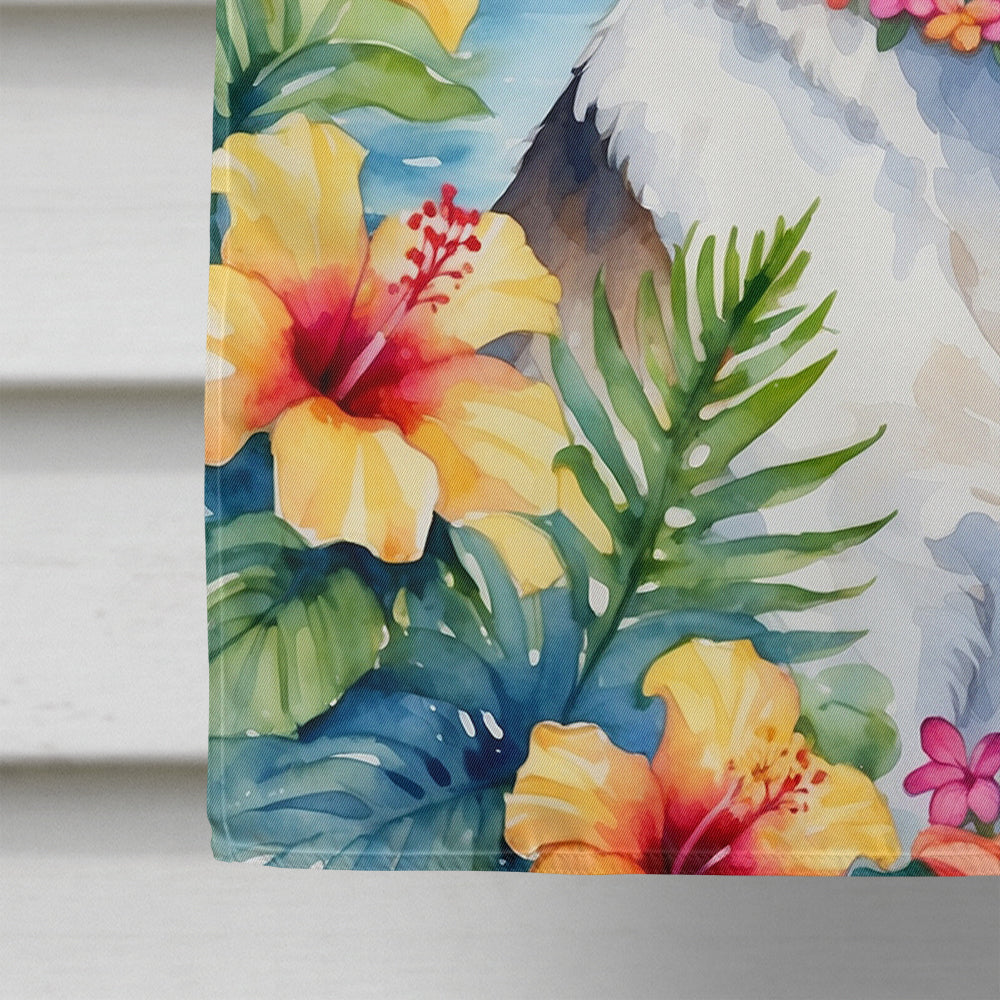 Glamorous Pups : Fox Terrier Luau House Flag