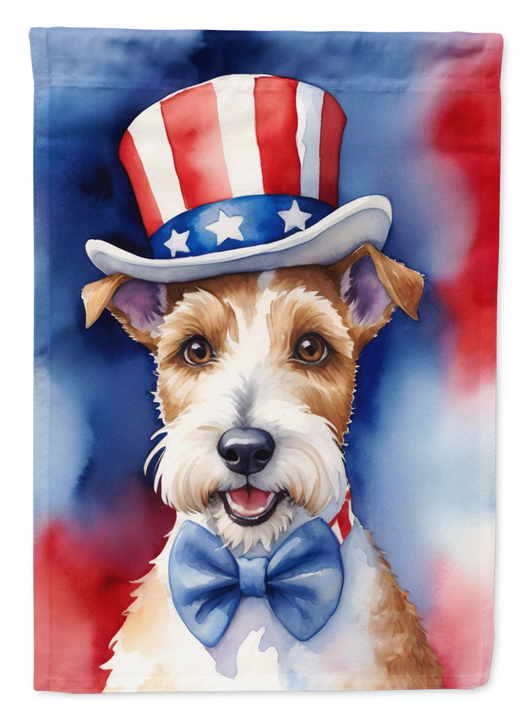 Glamorous Pups : Fox Terrier Patriotic American Garden Flag