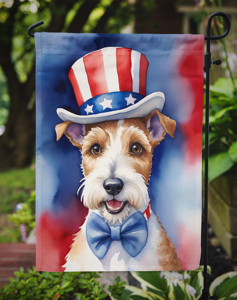 Glamorous Pups : Fox Terrier Patriotic American Garden Flag