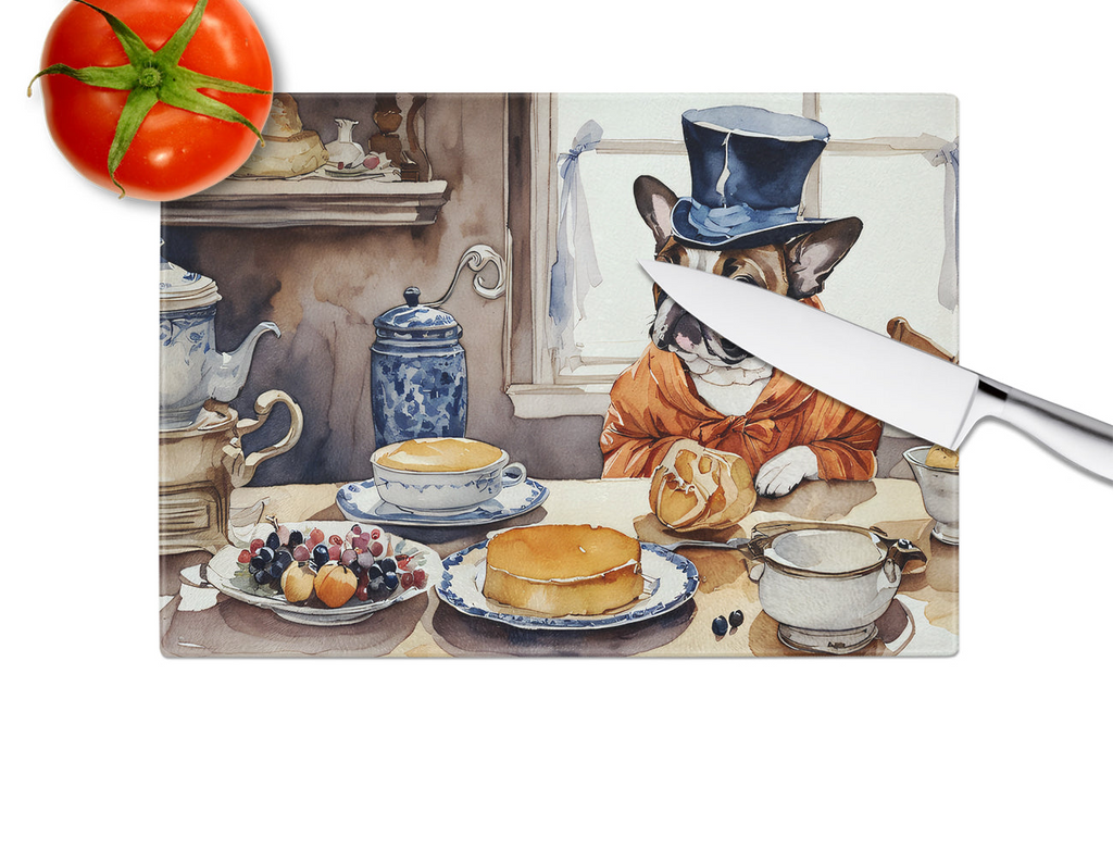 Glamorous Pups : French Bulldog Fall Kitchen Pumpkins Glass Cutting Board