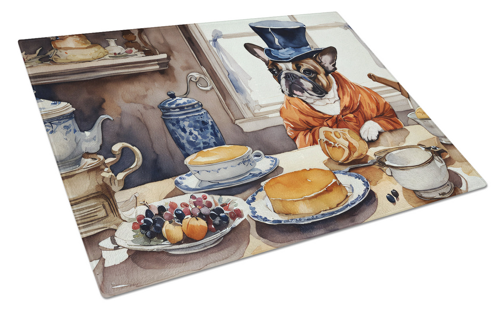 Glamorous Pups : French Bulldog Fall Kitchen Pumpkins Glass Cutting Board