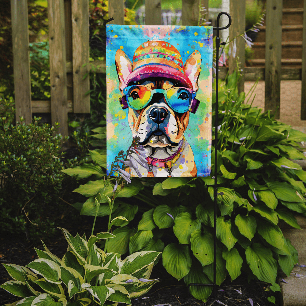 Glamorous Pups : French Bulldog Hippie Dawg Garden Flag