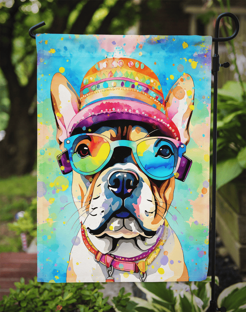 Glamorous Pups : French Bulldog Hippie Dawg Garden Flag