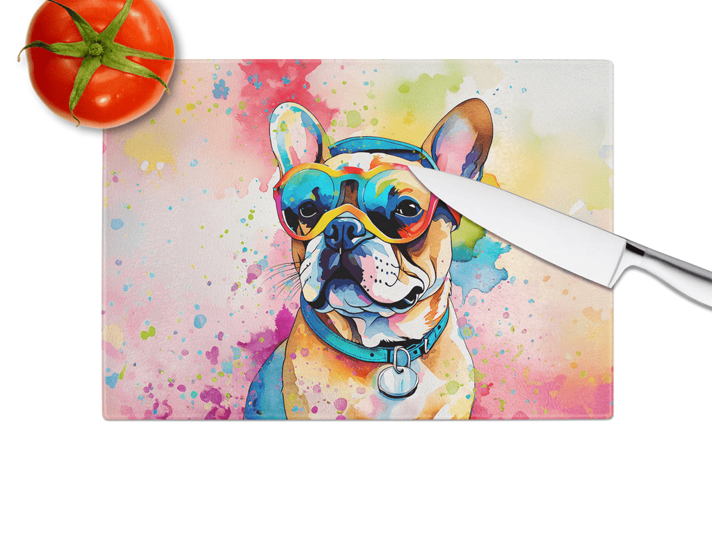 Glamorous Pups : French Bulldog Hippie Dawg Glass Cutting Board