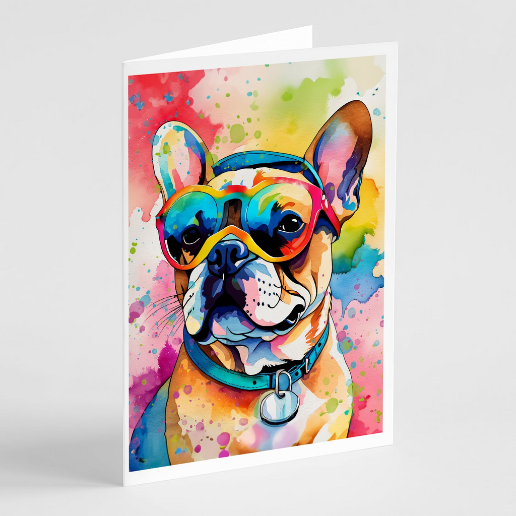 Glamorous Pups : French Bulldog Hippie Dawg Greeting Cards Pack of 8