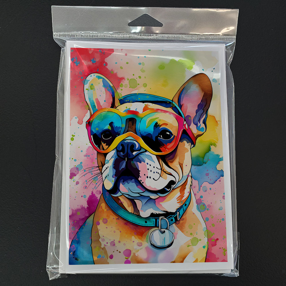Glamorous Pups : French Bulldog Hippie Dawg Greeting Cards Pack of 8