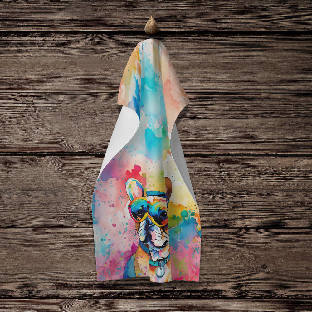 Glamorous Pups : French Bulldog Hippie Dawg Kitchen Towel