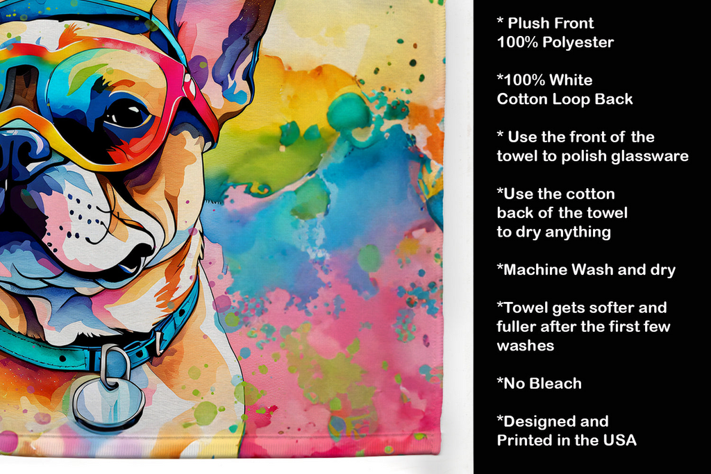 Glamorous Pups : French Bulldog Hippie Dawg Kitchen Towel