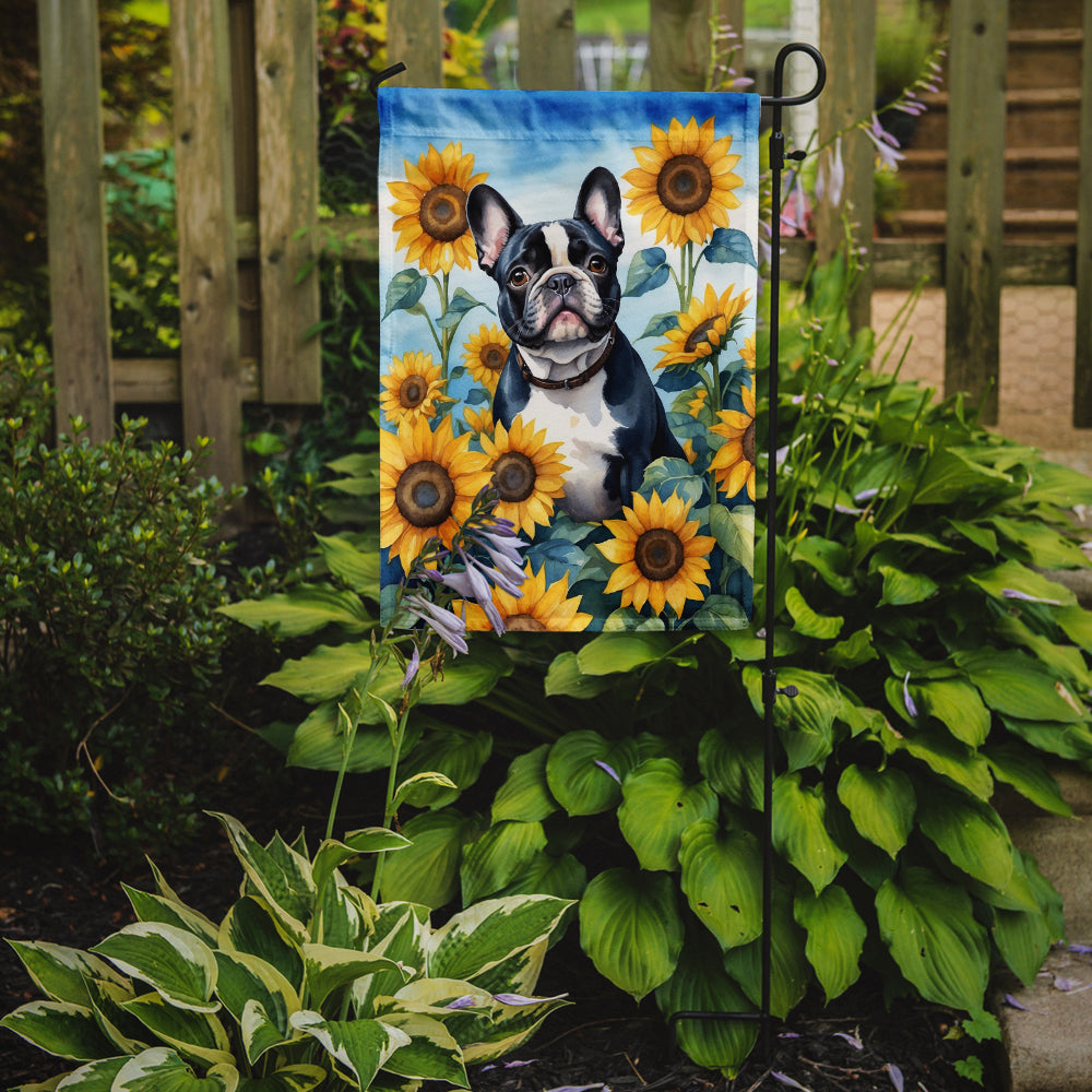 Glamorous Pups : French Bulldog in Sunflowers Garden Flag