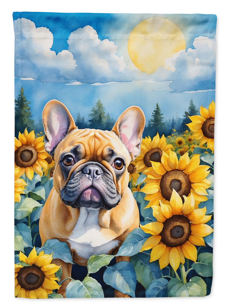 Glamorous Pups : French Bulldog in Sunflowers House Flag