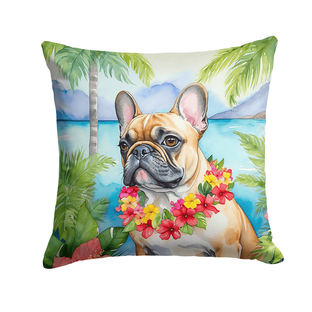 Glamorous Pups : French Bulldog Luau Throw Pillow