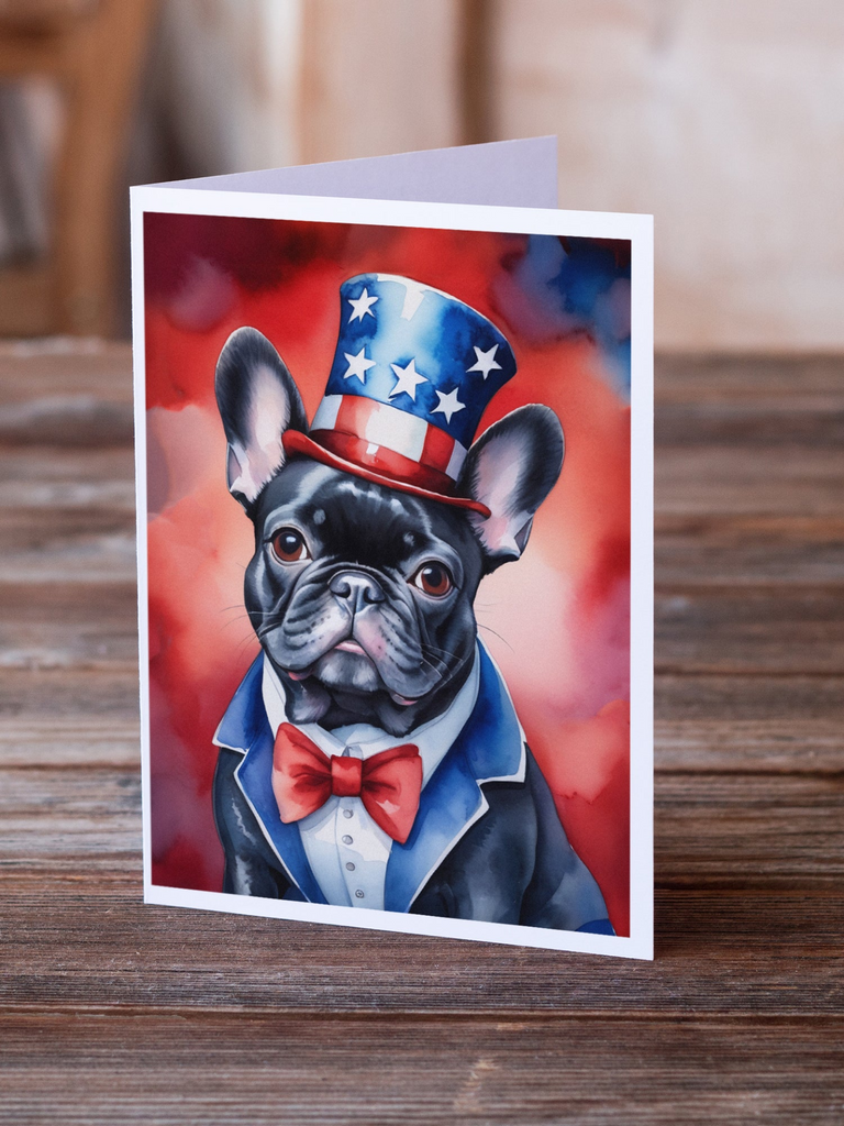 Glamorous Pups : French Bulldog Patriotic American Greeting Cards Pack of 8