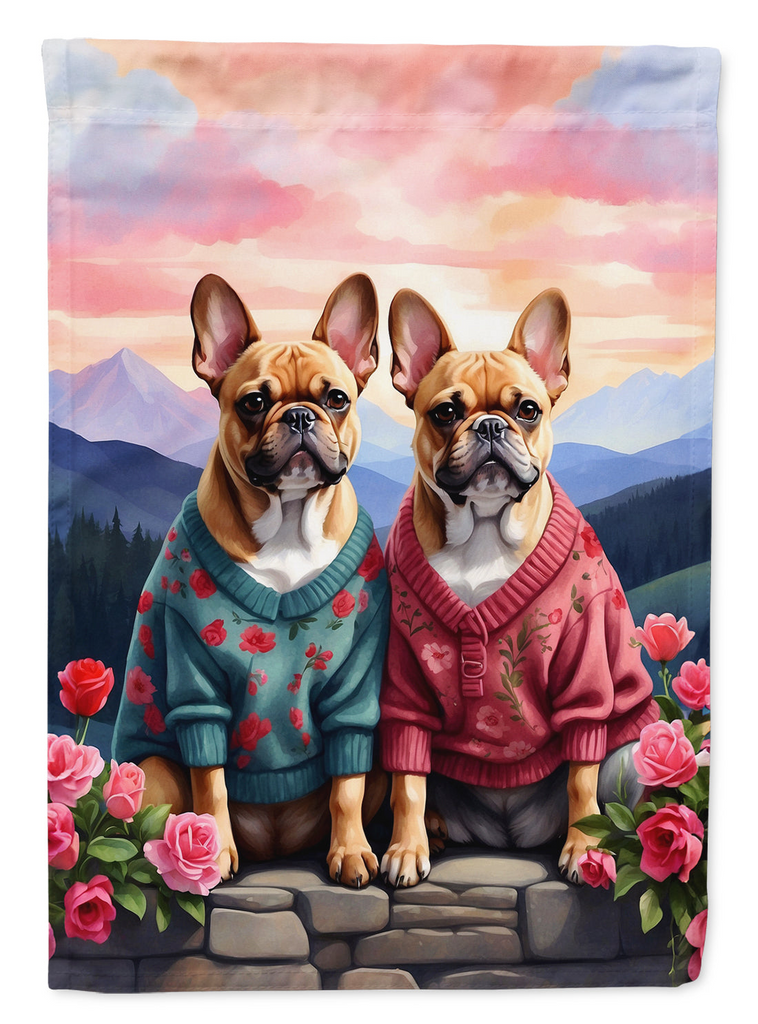 Glamorous Pups : French Bulldog Two Hearts House Flag