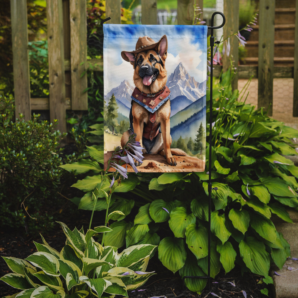 Glamorous Pups : German Shepherd Cowboy Welcome Garden Flag