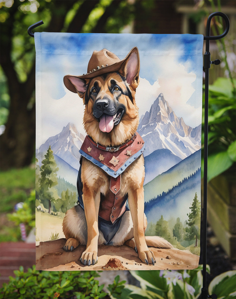 Glamorous Pups : German Shepherd Cowboy Welcome Garden Flag