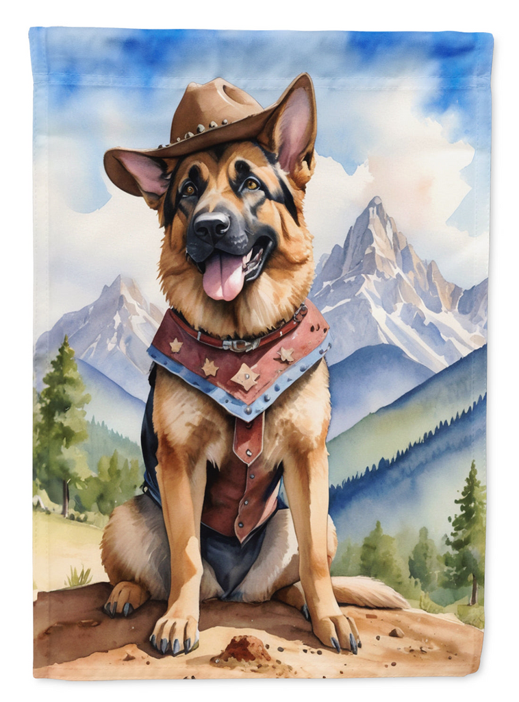Glamorous Pups : German Shepherd Cowboy Welcome Garden Flag