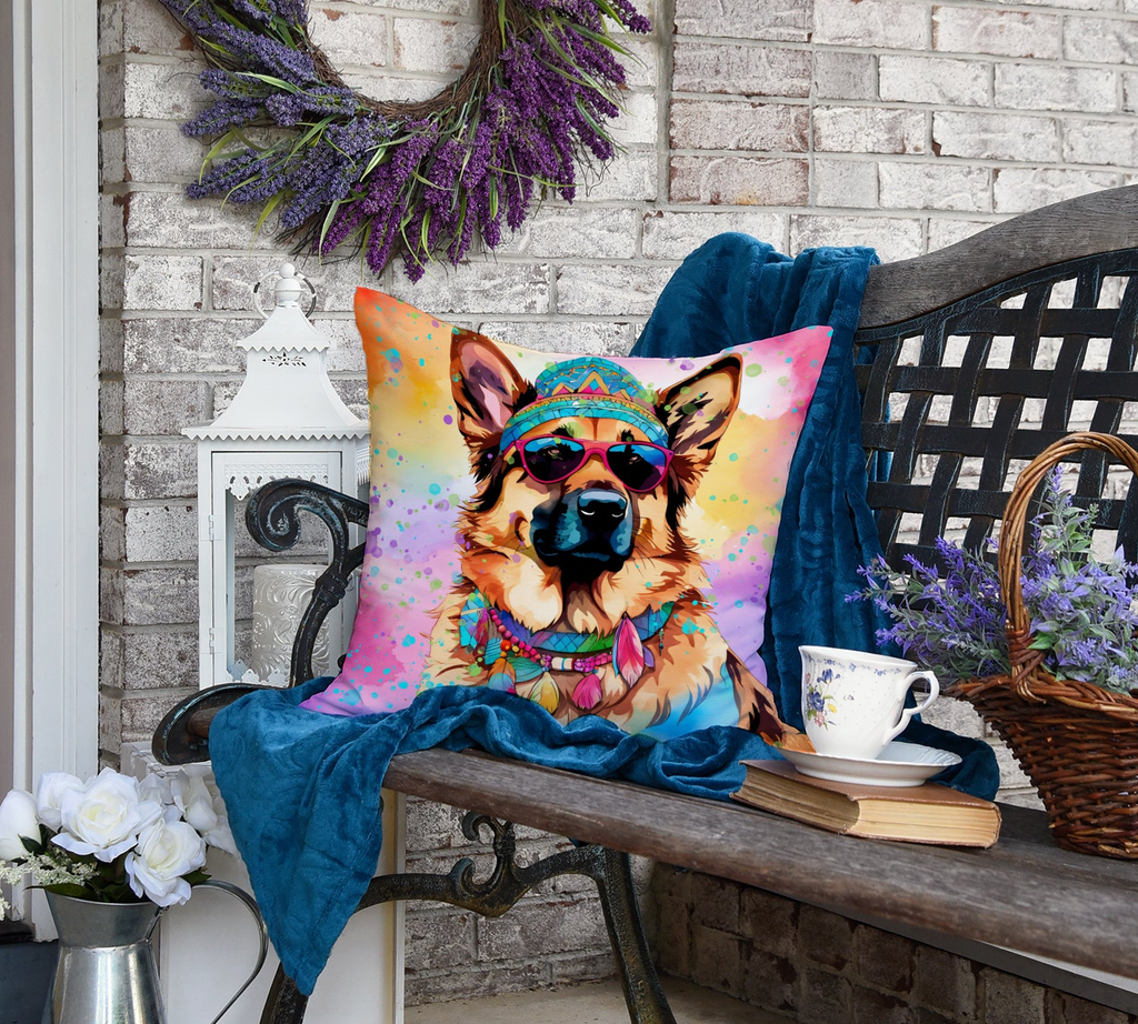 Glamorous Pups : German Shepherd Hippie Dawg Throw Pillow
