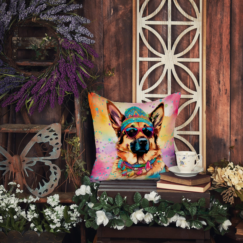 Glamorous Pups : German Shepherd Hippie Dawg Throw Pillow