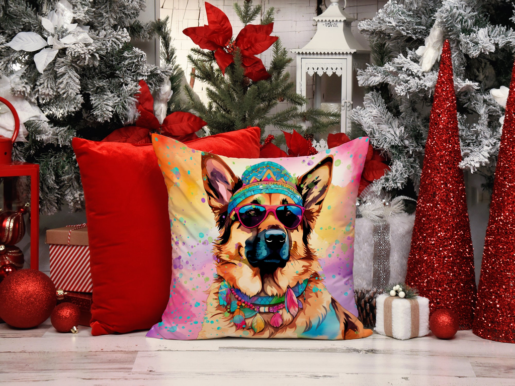 Glamorous Pups : German Shepherd Hippie Dawg Throw Pillow