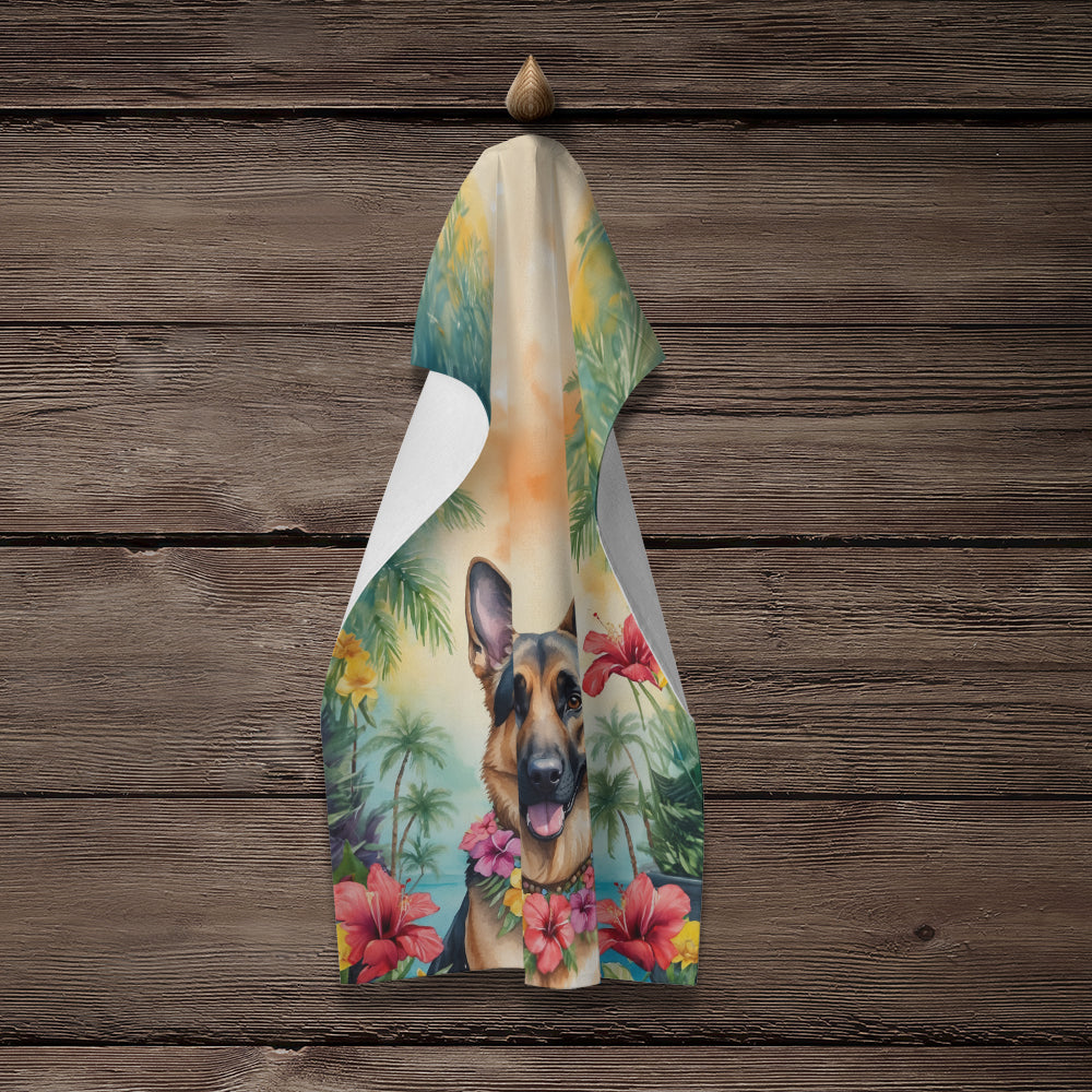 Glamorous Pups : German Shepherd Luau Kitchen Towel