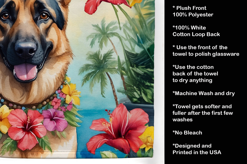 Glamorous Pups : German Shepherd Luau Kitchen Towel