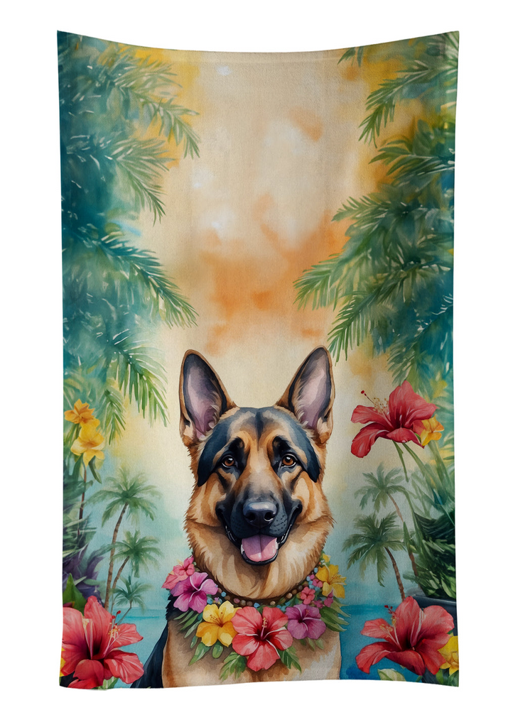 Glamorous Pups : German Shepherd Luau Kitchen Towel