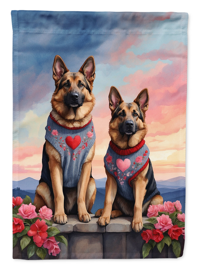 Glamorous Pups : German Shepherd Two Hearts Garden Flag