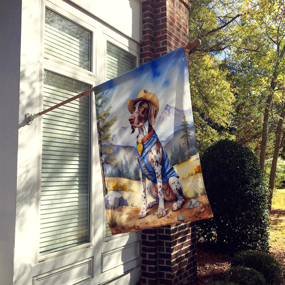 Glamorous Pups : German Shorthaired Pointer Cowboy Welcome House Flag