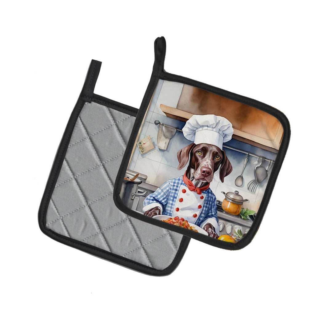 Glamorous Pups : German Shorthaired Pointer The Chef Pair of Pot Holders