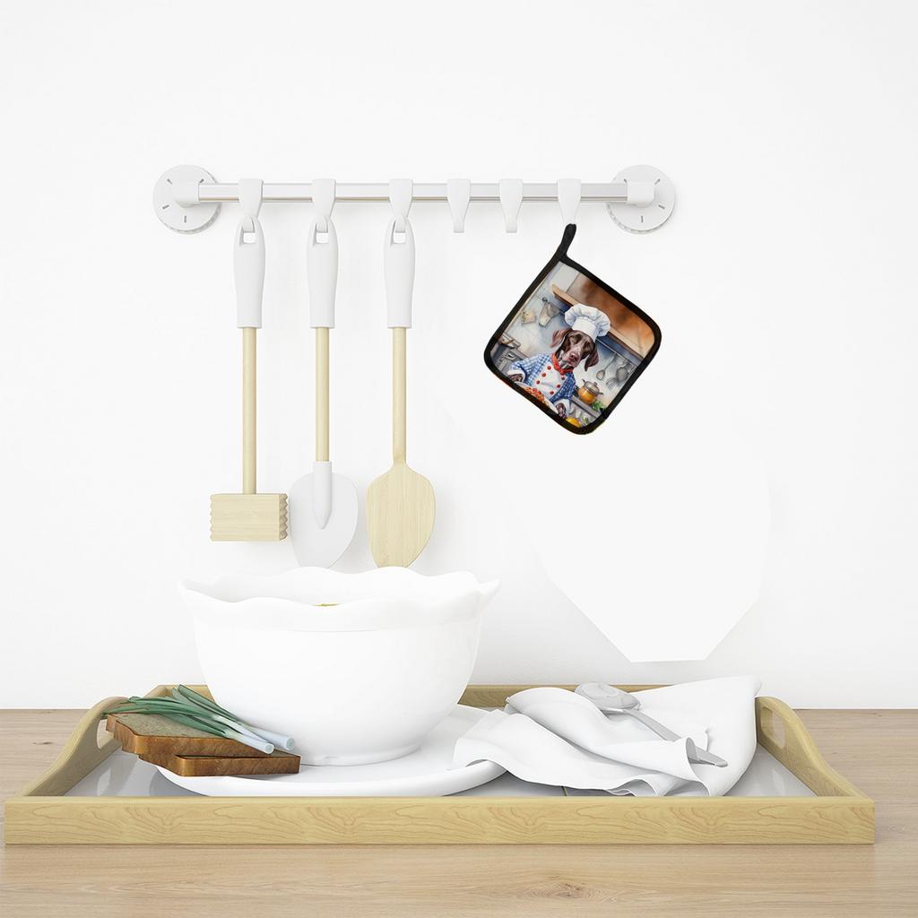 Glamorous Pups : German Shorthaired Pointer The Chef Pair of Pot Holders