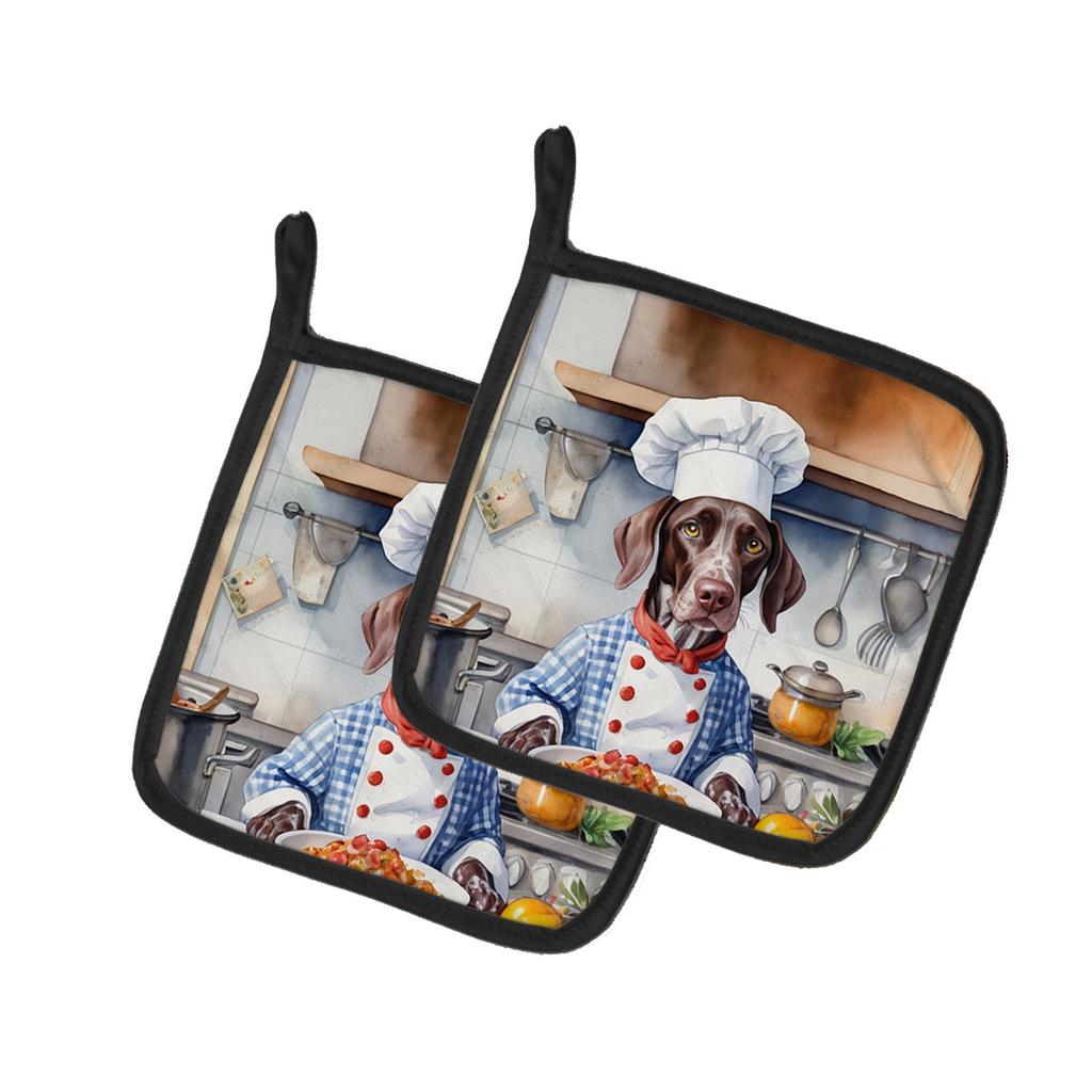 Glamorous Pups : German Shorthaired Pointer The Chef Pair of Pot Holders