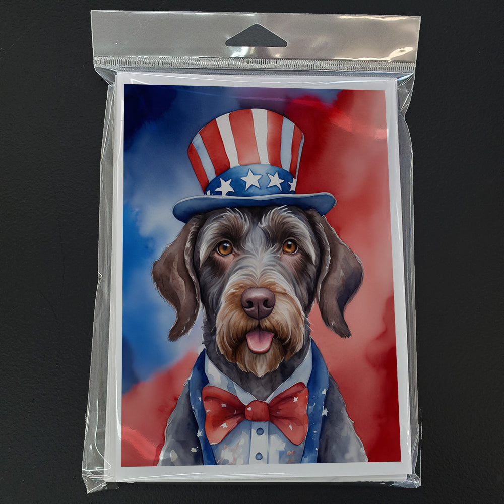 Glamorous Pups : German Wirehaired Pointer Patriotic American Greeting Cards Pack of 8