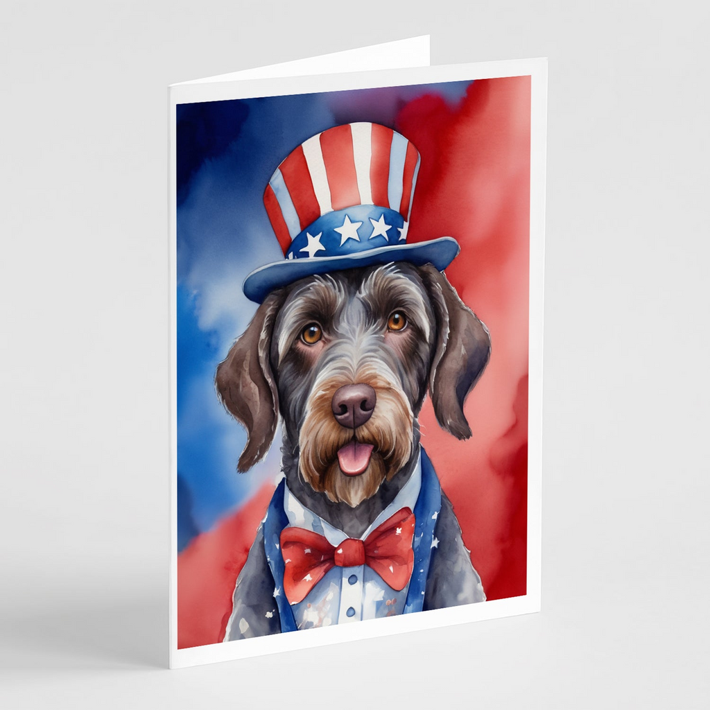 Glamorous Pups : German Wirehaired Pointer Patriotic American Greeting Cards Pack of 8