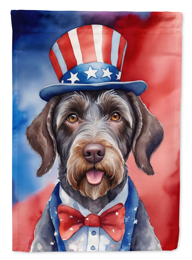 Glamorous Pups : German Wirehaired Pointer Patriotic American House Flag
